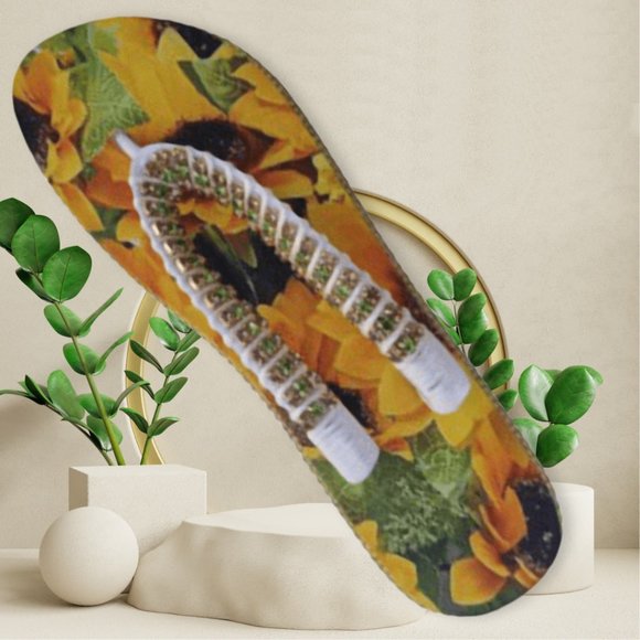 Women's Luxury Flip Flops Yellow Flowes crystals and rhinestones, all occasions. - Picture 6 of 17